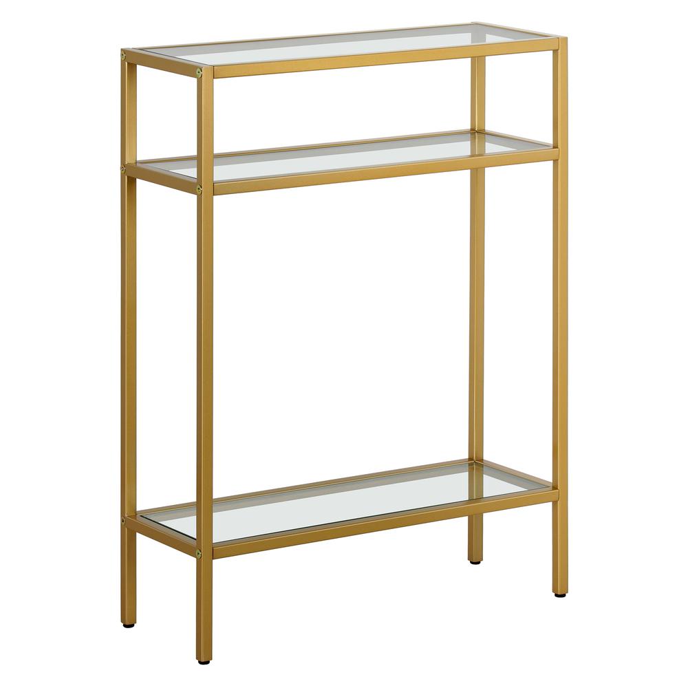 Siviline 22'' Wide Rectangular Console Table in Brass. Picture 1