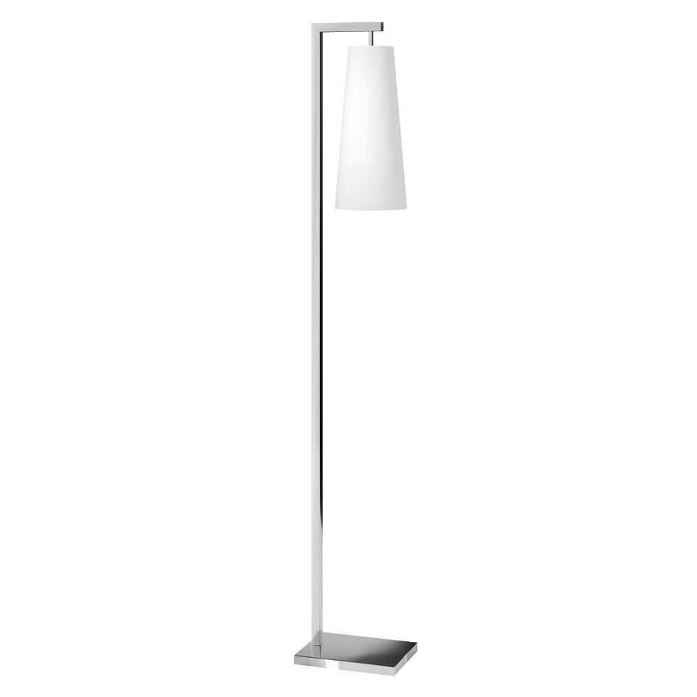 Moser 71" Tall Floor Lamp with Fabric Shade in Brushed Nickel/White. Picture 1