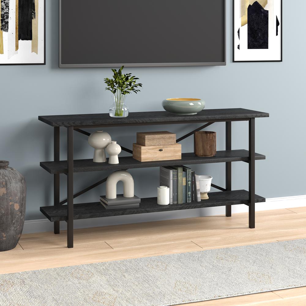 Holloway Rectangular TV Stand for TV's up to 65" in Black Grain. Picture 2