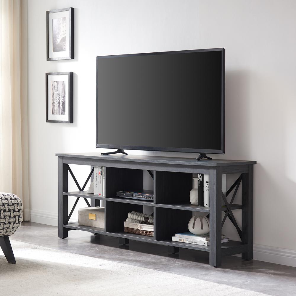 Sawyer Rectangular TV Stand for TV's up to 65" in Charcoal Gray. Picture 3