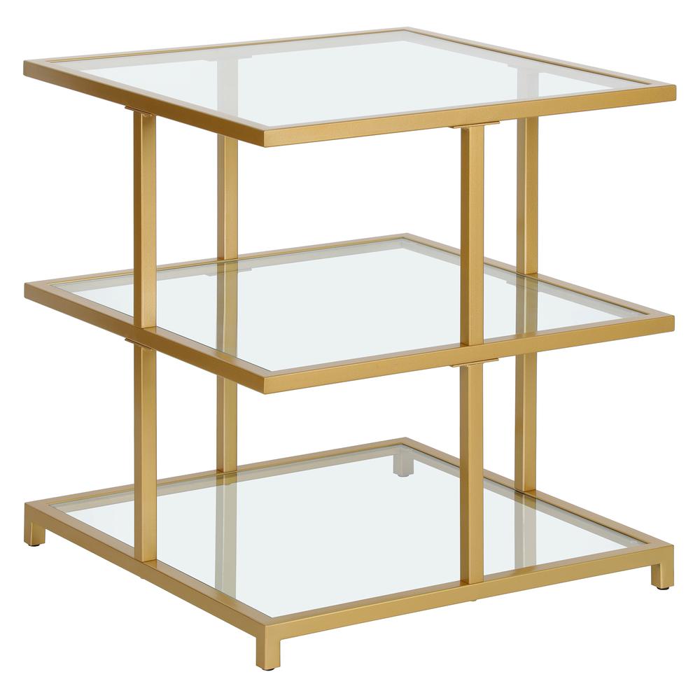 Greenwich 22" Wide Square Side Table in Brass. Picture 1