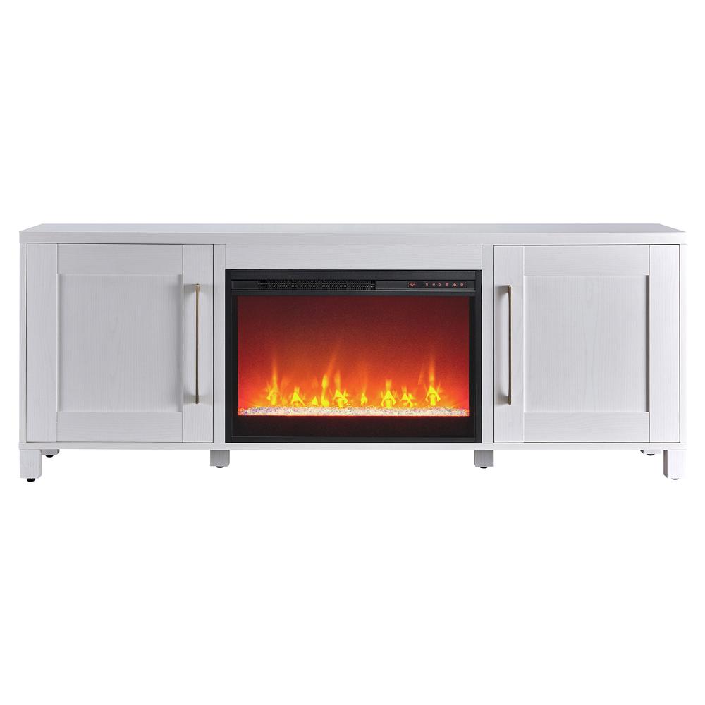 Chabot Rectangular TV Stand with 26" Crystal Fireplace for TV's up to 80" in White. Picture 3