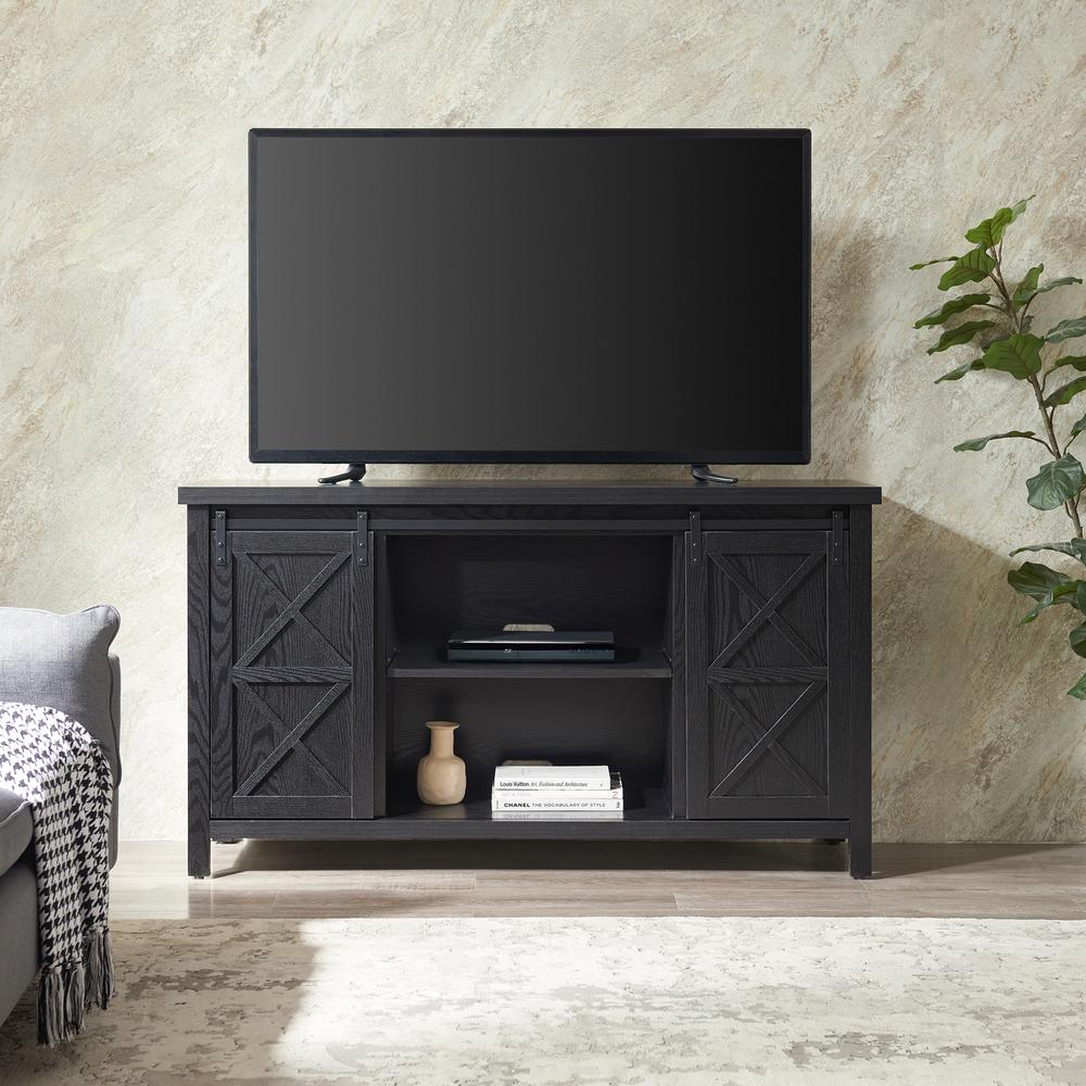 Elmwood Rectangular TV Stand for TV's up to 65" in Black Grain. Picture 4