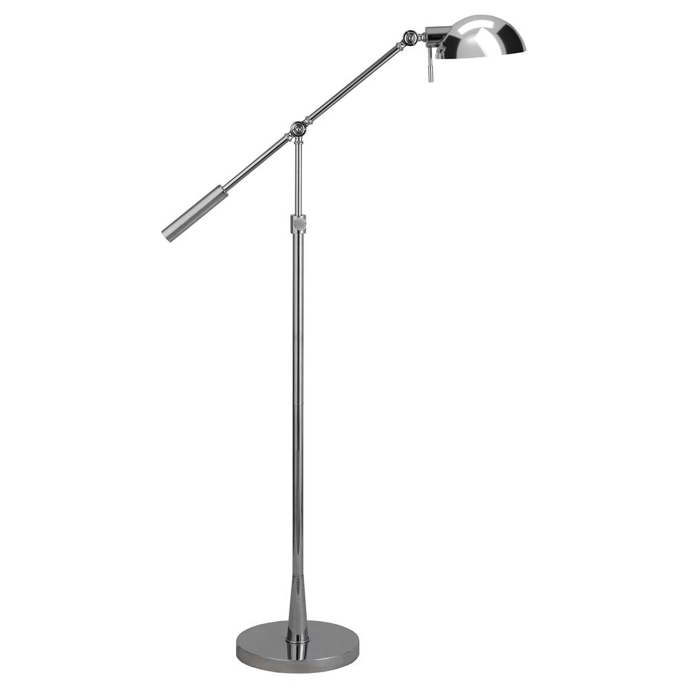 Dexter Height Adjustable/Tilting Floor Lamp with Metal Shade in Polished Nickel/Polished Nickel. Picture 1