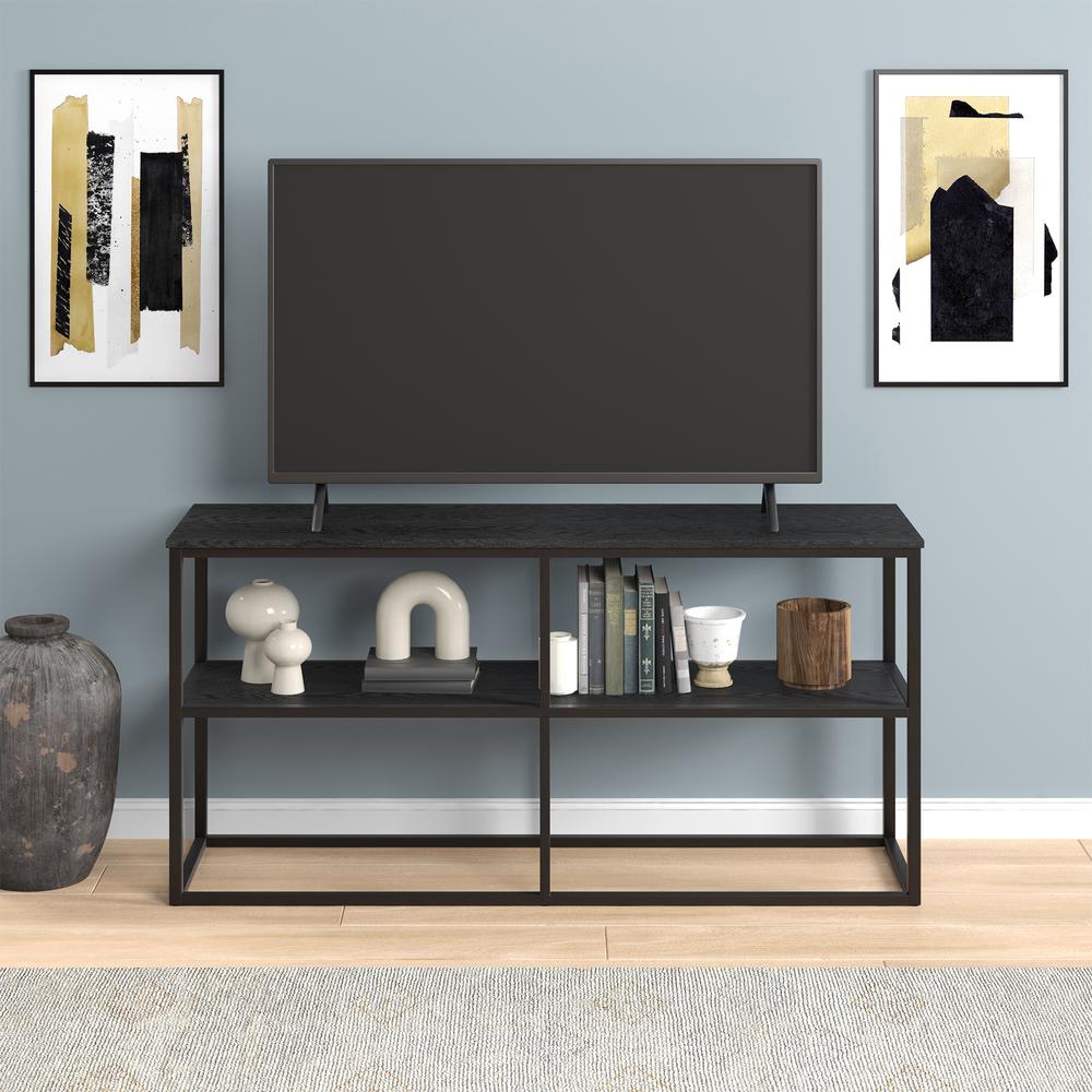 Brasier Rectangular TV Stand for TV's up to 65" in Black Grain. Picture 4