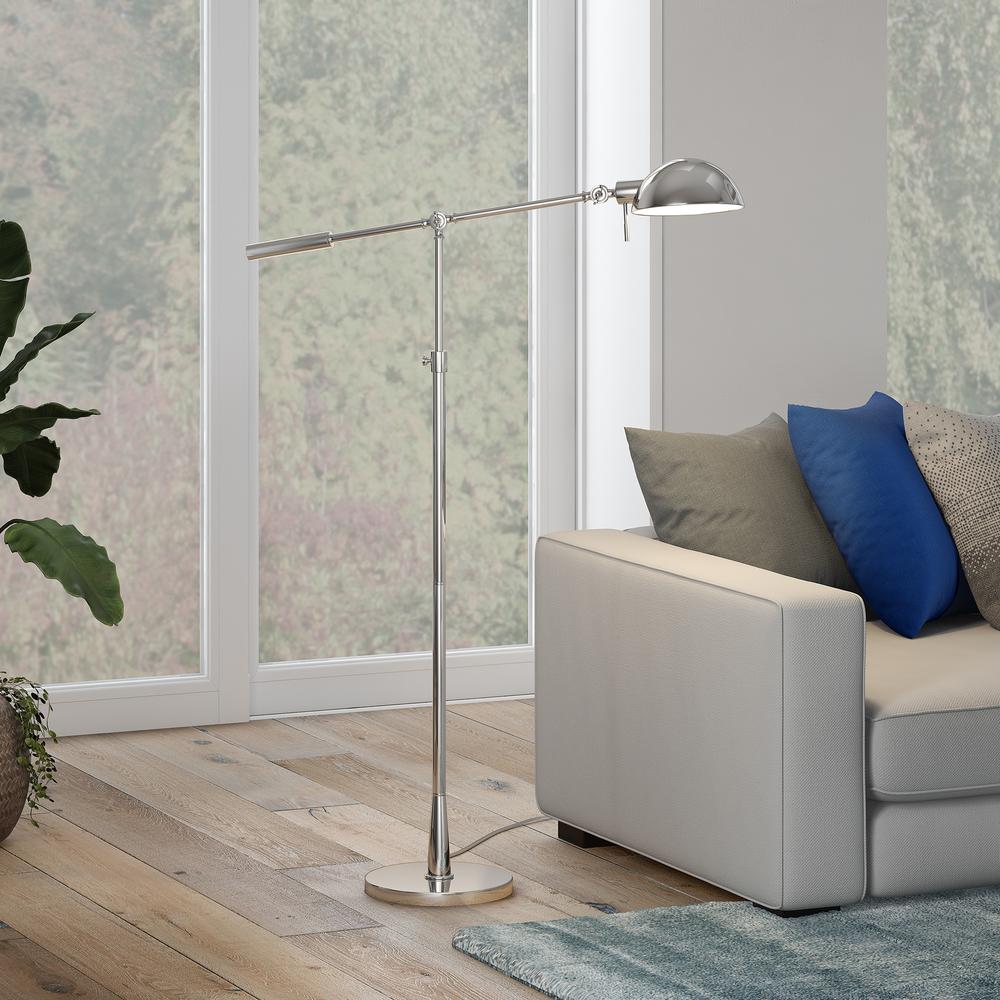 Dexter Height Adjustable/Tilting Floor Lamp with Metal Shade in Polished Nickel/Polished Nickel. Picture 4