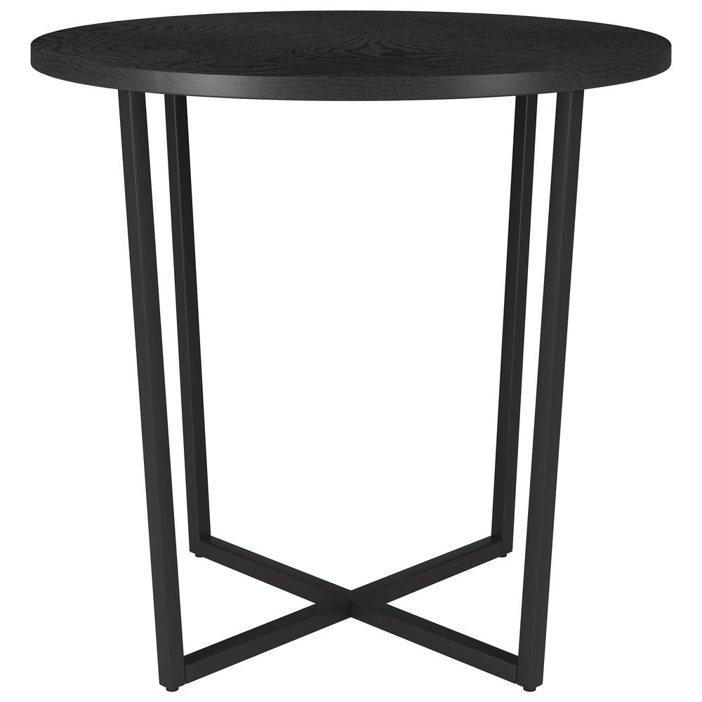 Pivetta 22" Wide Round Side Table with MDF Top in Blackened Bronze/Black Grain. The main picture.