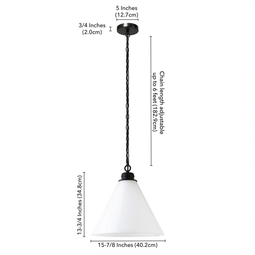 Canto 15.88" Wide Pendant with Glass Shade in Blackened Bronze/White Milk. Picture 5