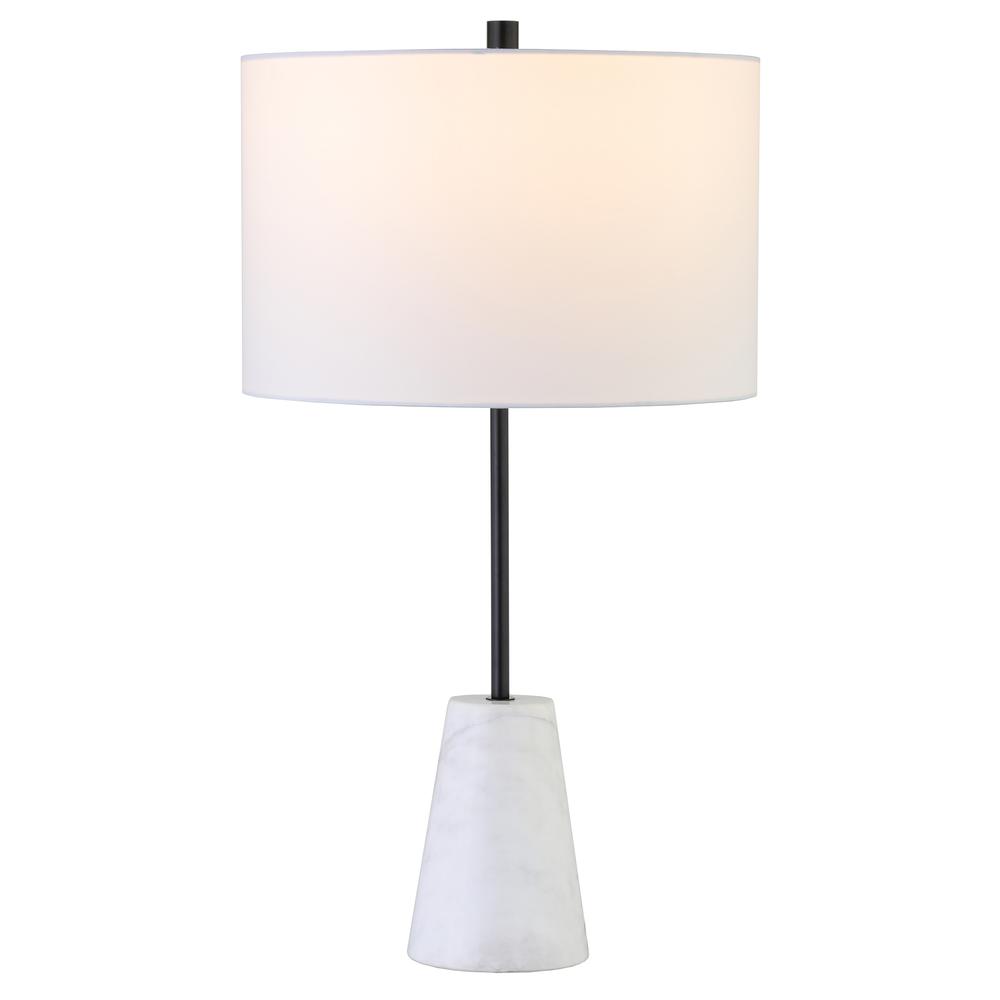 Killian 25.5" Marble Table Lamp with Fabric Shade in Blackened Bronze. Picture 3