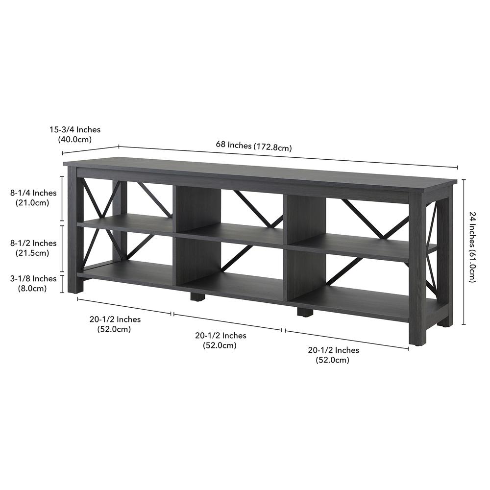 Sawyer Rectangular TV Stand for TV's up to 80" in Charcoal Gray. Picture 5