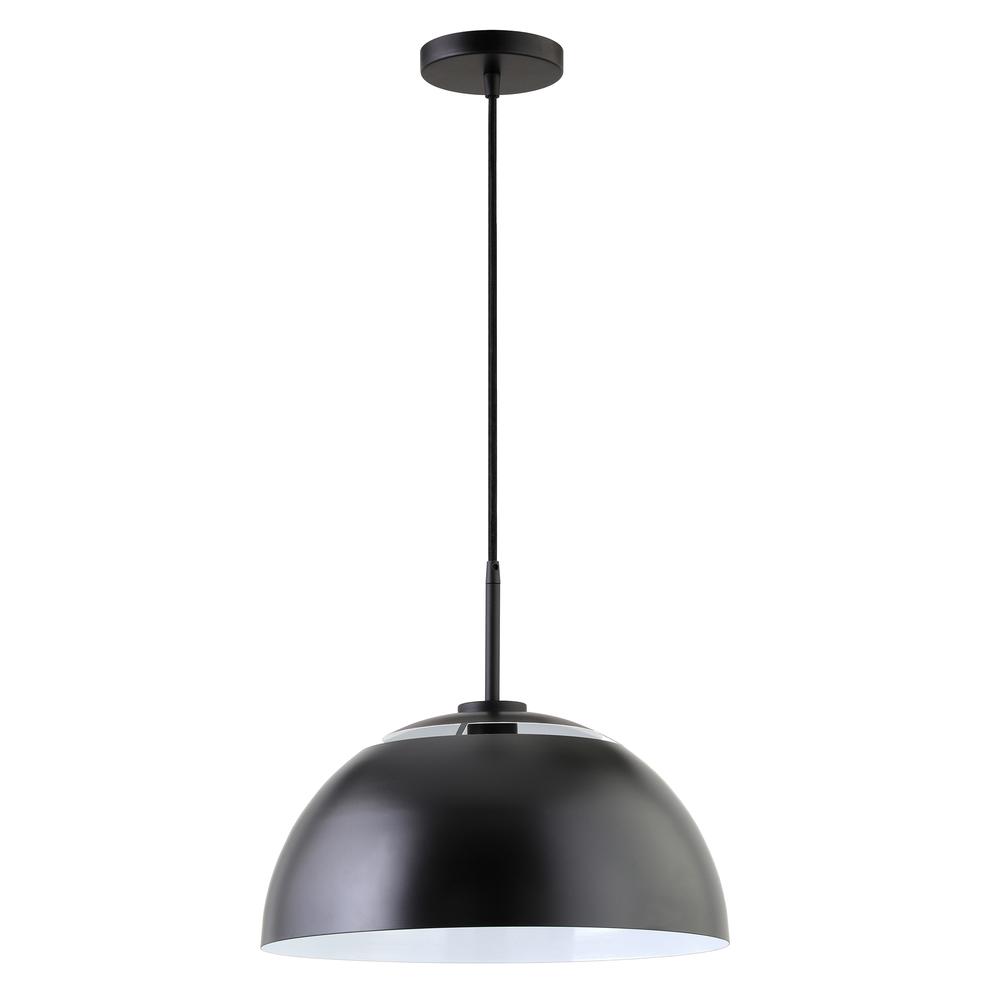 Jordyn 16" Wide Pendant with Metal Shade in Matte Black. Picture 1