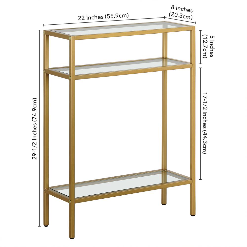 Siviline 22'' Wide Rectangular Console Table in Brass. Picture 5