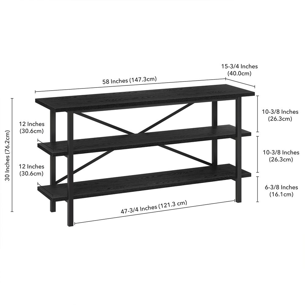 Holloway Rectangular TV Stand for TV's up to 65" in Black Grain. Picture 5