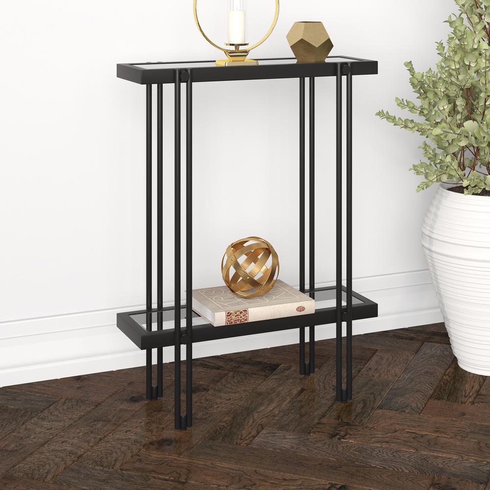 Inez 22'' Wide Rectangular Console Table in Blackened Bronze. Picture 2