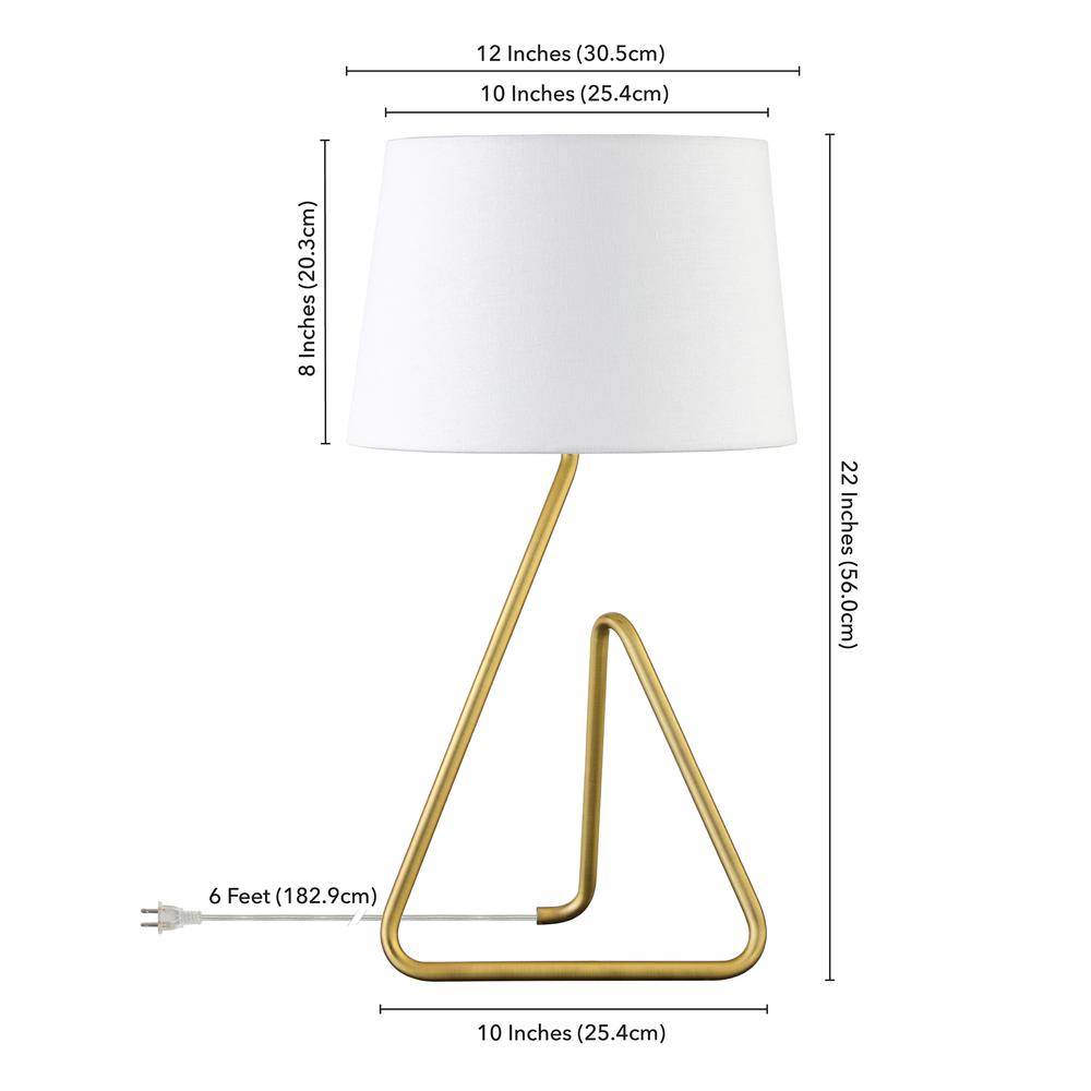 Cora 22" Metal Table Lamp with Fabric Shade in Brushed Brass. Picture 5