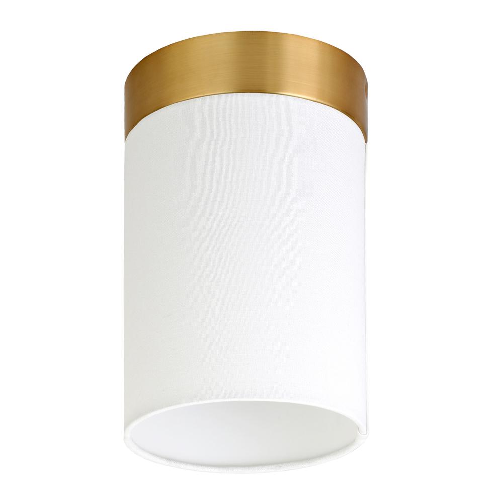 Piper 6" Flush Mount with Fabric Shade Brushed Brass/White. Picture 1