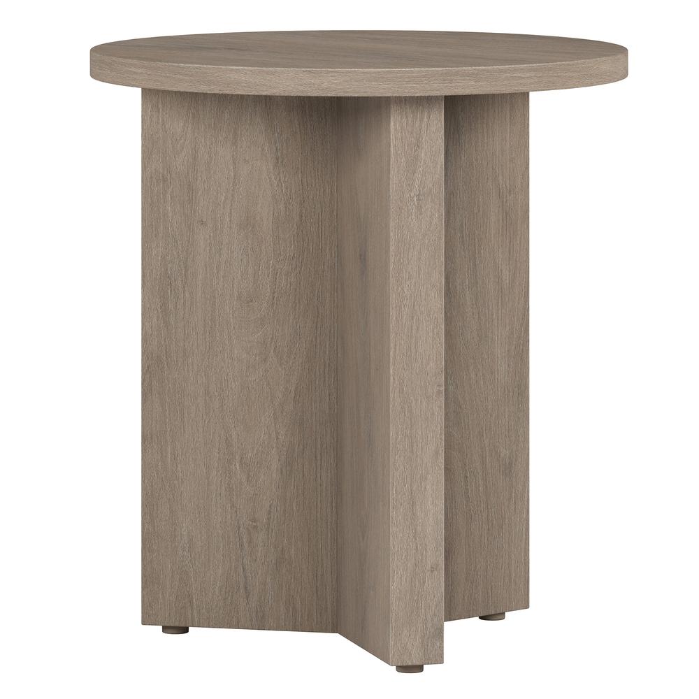Anders 20" Wide Round Side Table in Antiqued Gray Oak. Picture 2