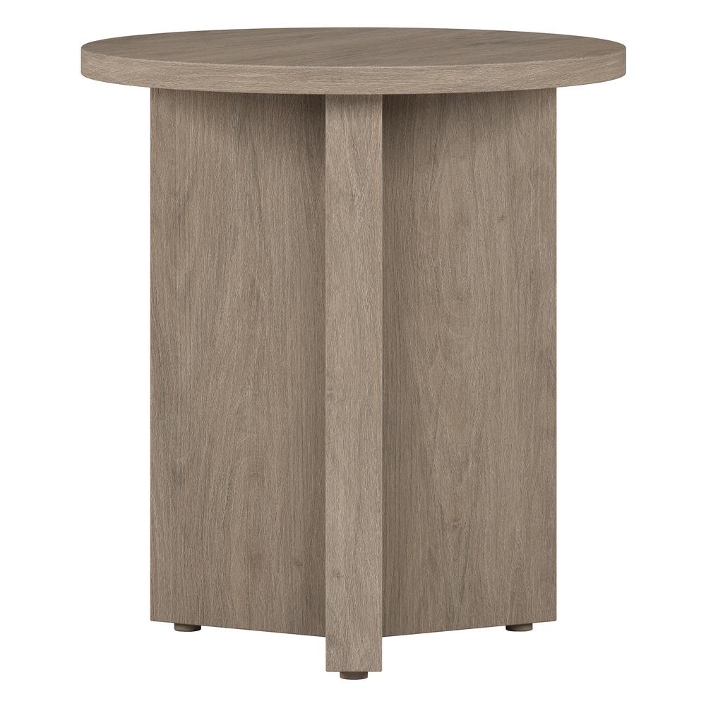 Anders 20" Wide Round Side Table in Antiqued Gray Oak. Picture 1