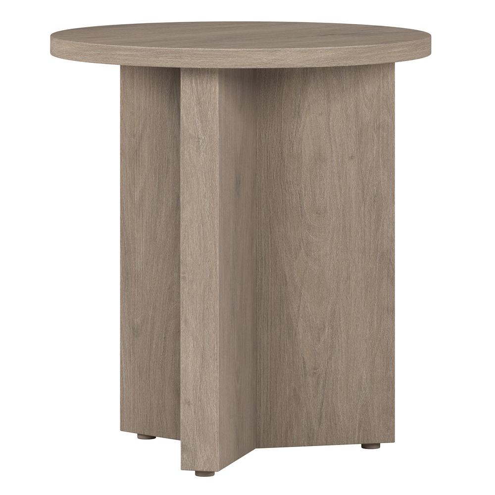 Anders 20" Wide Round Side Table in Antiqued Gray Oak. Picture 3