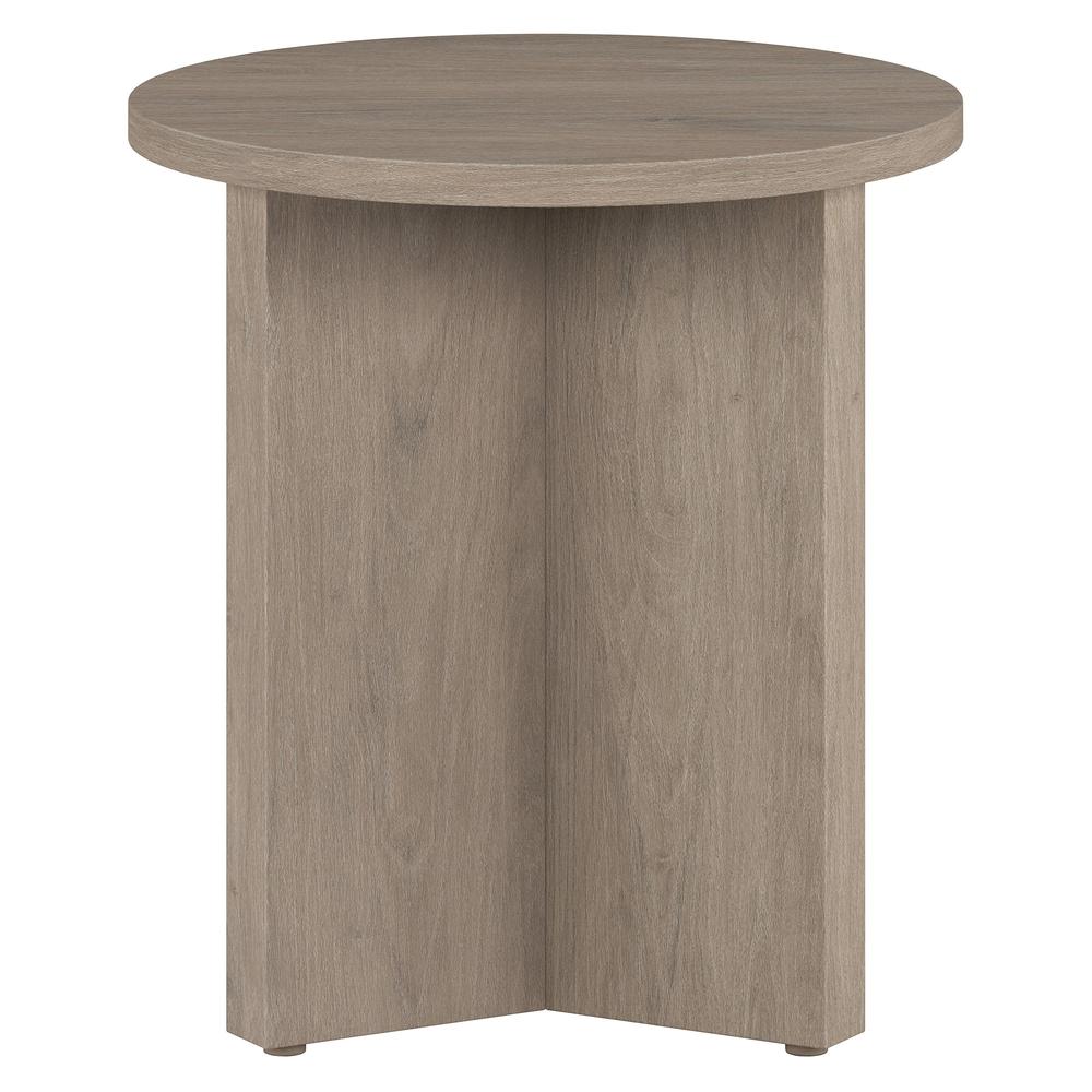 Anders 20" Wide Round Side Table in Antiqued Gray Oak. Picture 4