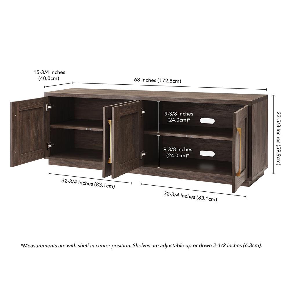 Tillman Rectangular TV Stand for TV's up to 80" in Alder Brown. Picture 5