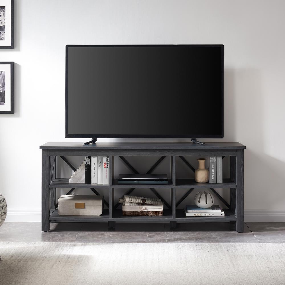 Sawyer Rectangular TV Stand for TV's up to 65" in Charcoal Gray. Picture 5