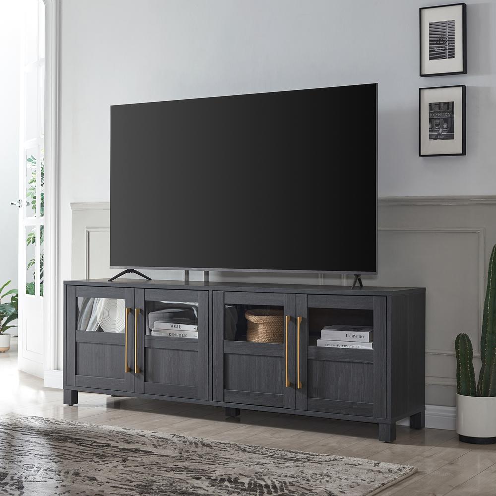 Holbrook Rectangular TV Stand for TV's up to 75" in Charcoal Gray. Picture 2