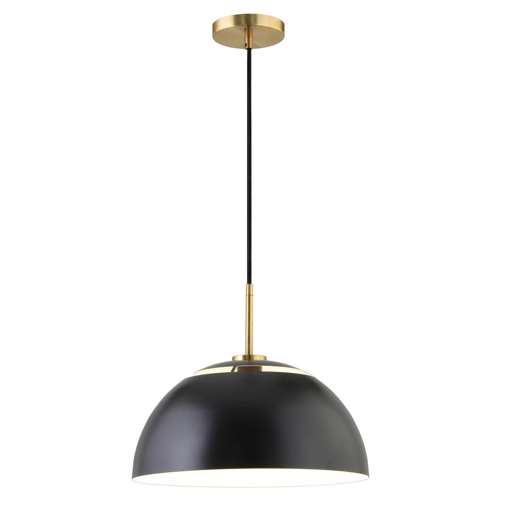 Jordyn 16" Wide Pendant with Metal Shade in Matte Black/Brushed Brass. Picture 3