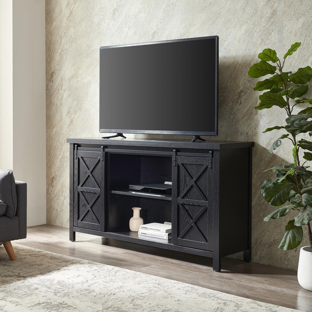 Elmwood Rectangular TV Stand for TV's up to 65" in Black Grain. Picture 2