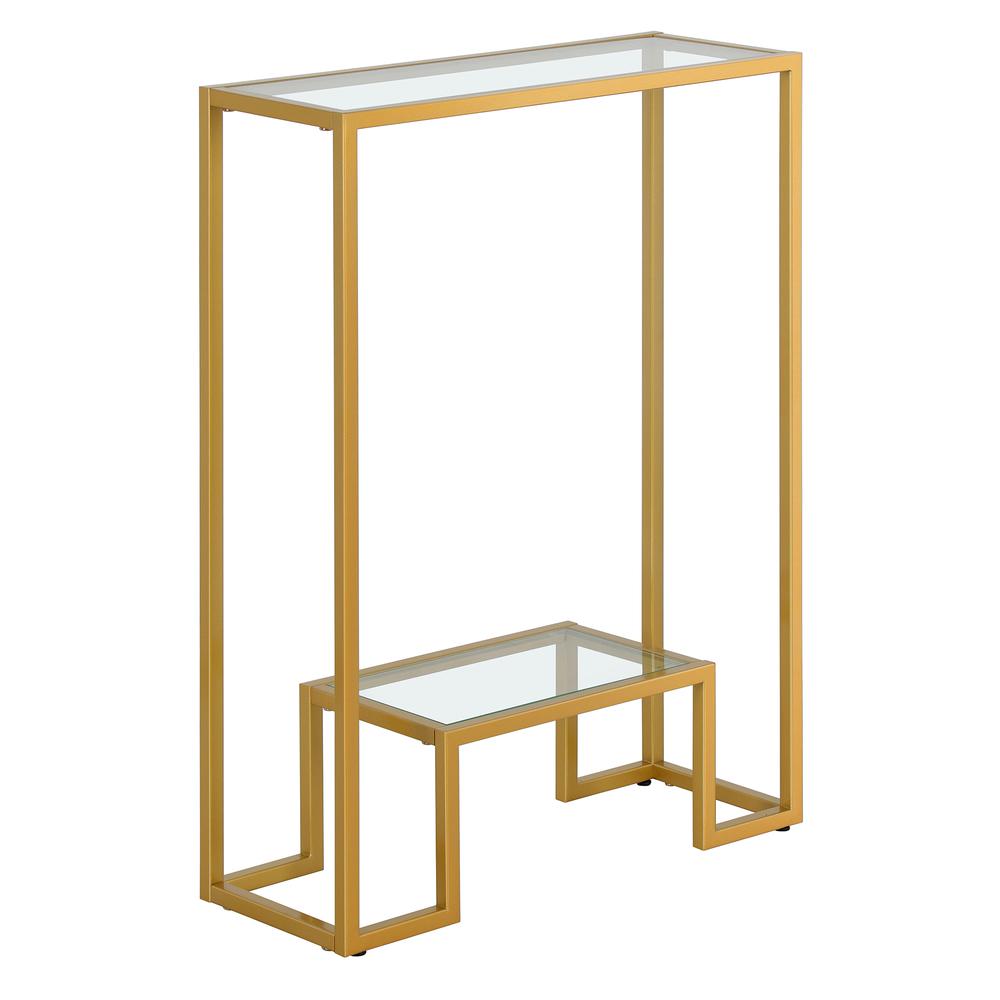 Athena 22'' Wide Rectangular Console Table in Brass. Picture 1