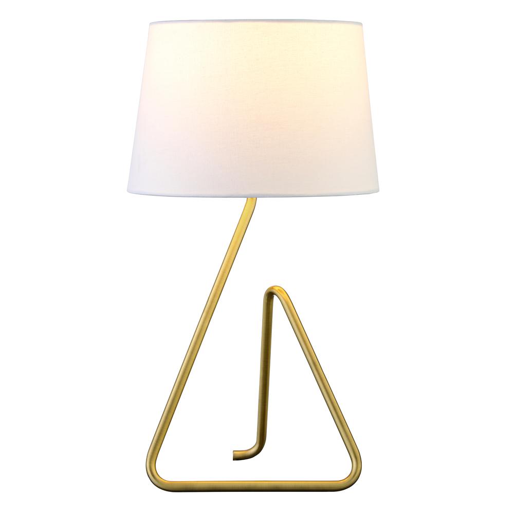 Cora 22" Metal Table Lamp with Fabric Shade in Brushed Brass. Picture 3