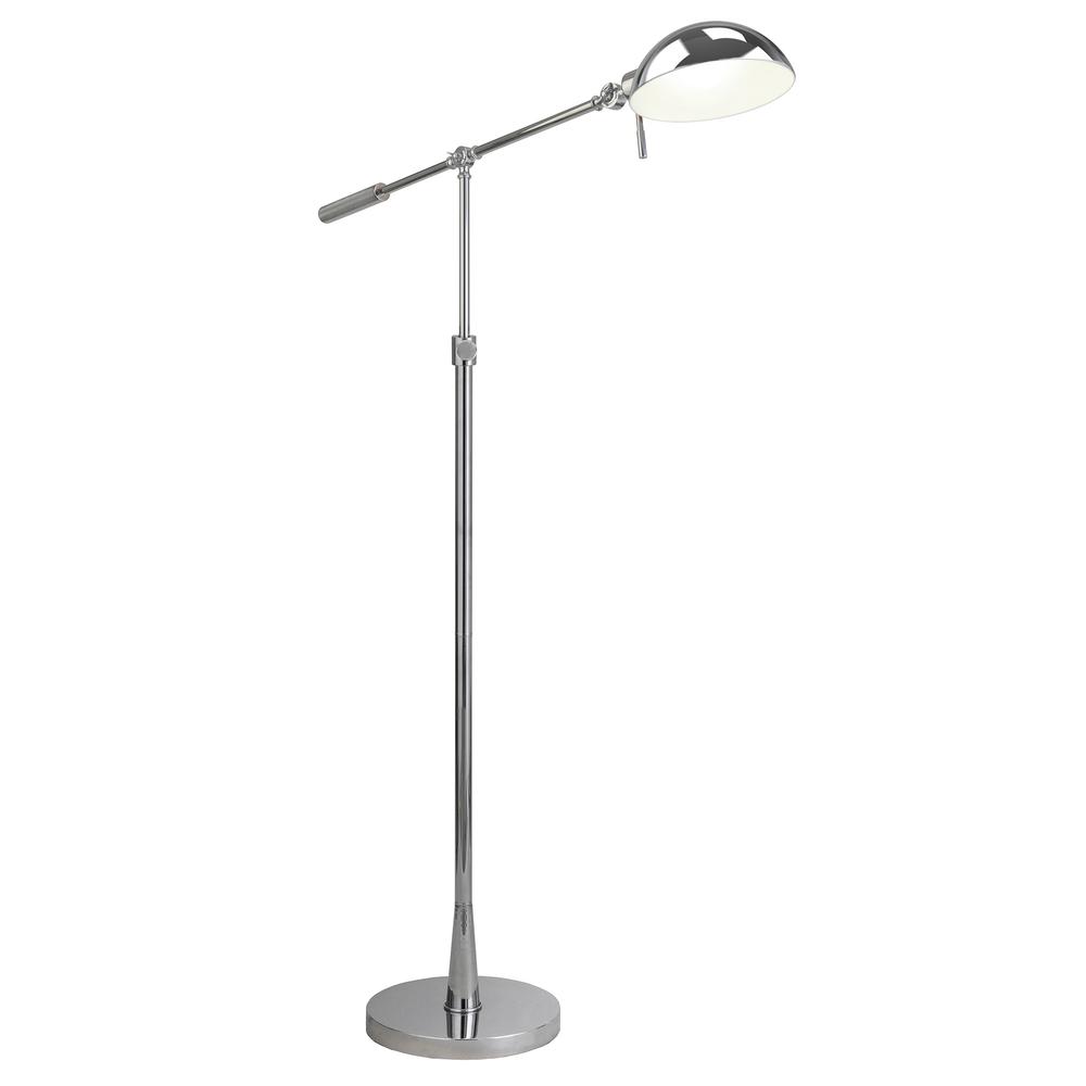 Dexter Height Adjustable/Tilting Floor Lamp with Metal Shade in Polished Nickel/Polished Nickel. Picture 3