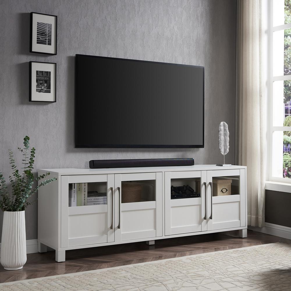 Holbrook Rectangular TV Stand for TV's up to 75" in White. Picture 4