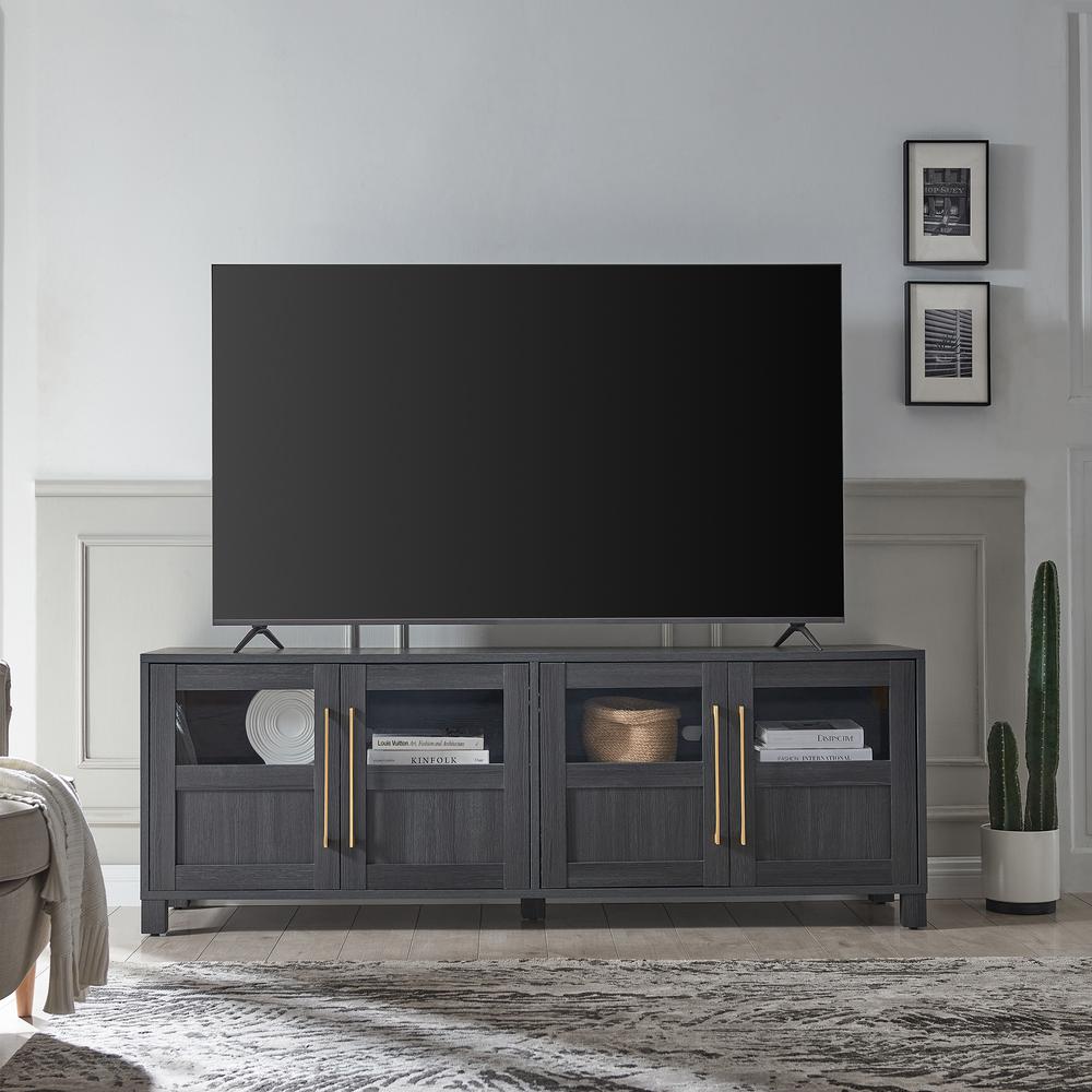 Holbrook Rectangular TV Stand for TV's up to 75" in Charcoal Gray. Picture 4