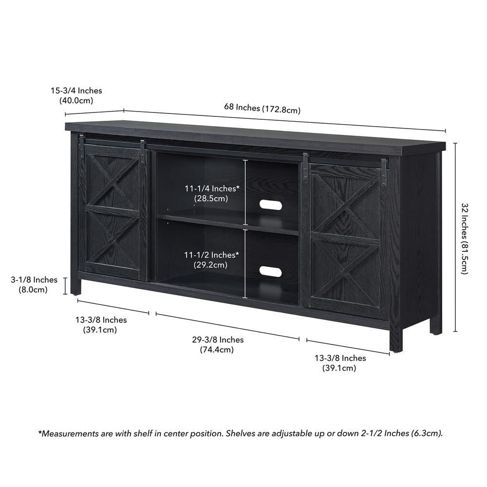 Elmwood Rectangular TV Stand for TV's up to 80" in Black Grain. Picture 5