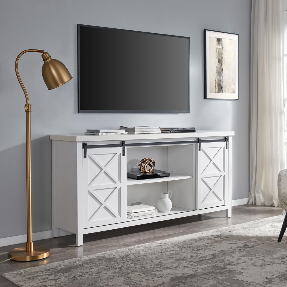 Elmwood Rectangular TV Stand for TV's up to 80" in White. Picture 2