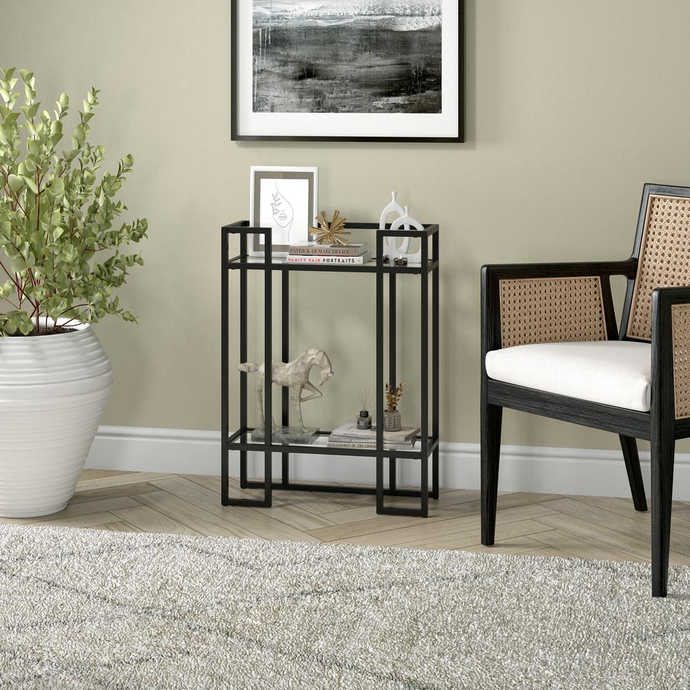 Uriel 22'' Wide Rectangular Console Table in Blackened Bronze. Picture 4