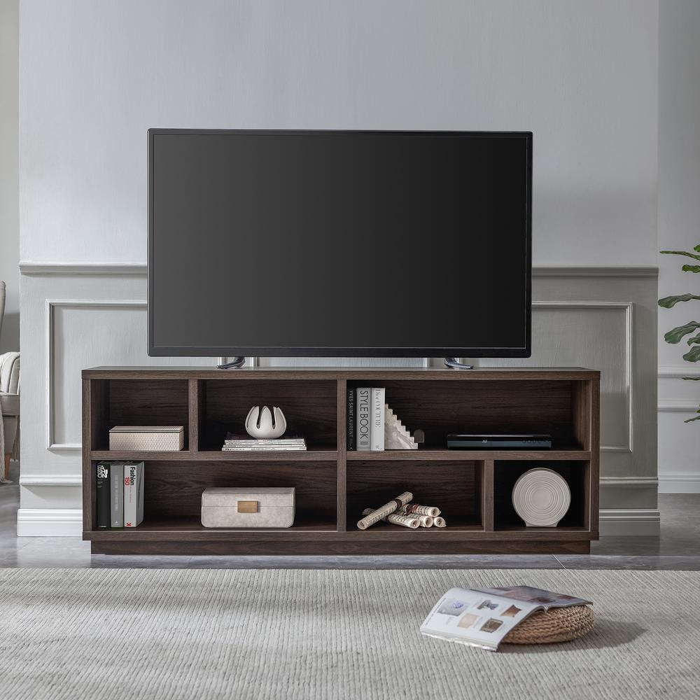Bowman Rectangular TV Stand for TV's up to 75" in Alder Brown. Picture 4