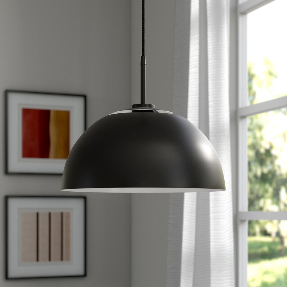 Jordyn 16" Wide Pendant with Metal Shade in Matte Black. Picture 4