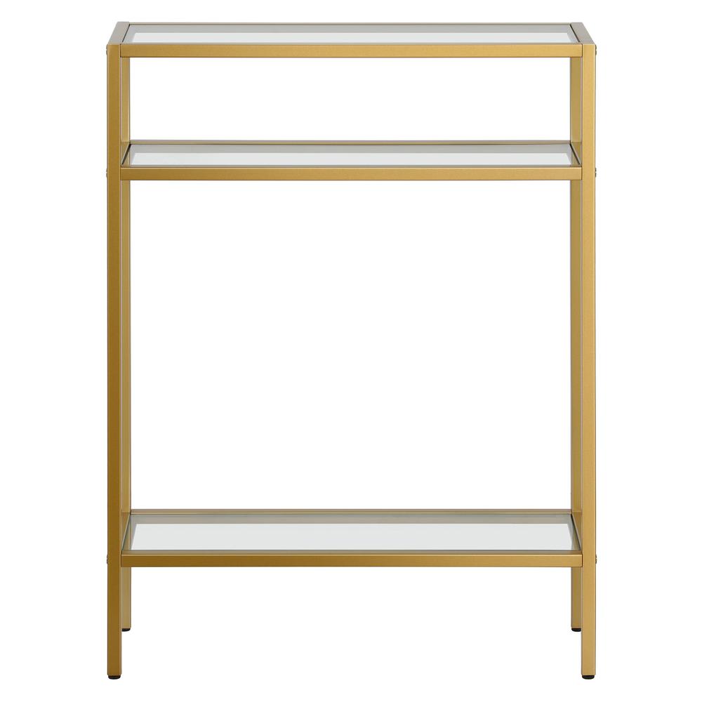 Siviline 22'' Wide Rectangular Console Table in Brass. Picture 3