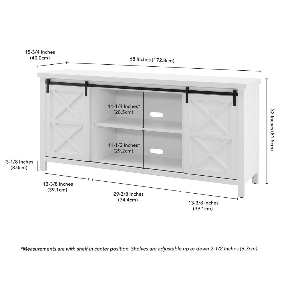 Elmwood Rectangular TV Stand for TV's up to 80" in White. Picture 5