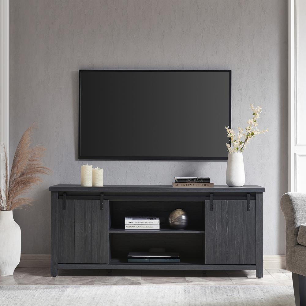 Deacon Rectangular TV Stand for TV's up to 65" in Charcoal Gray. Picture 4