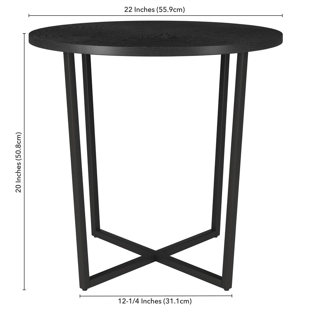 Pivetta 22" Wide Round Side Table with MDF Top in Blackened Bronze/Black Grain. Picture 5