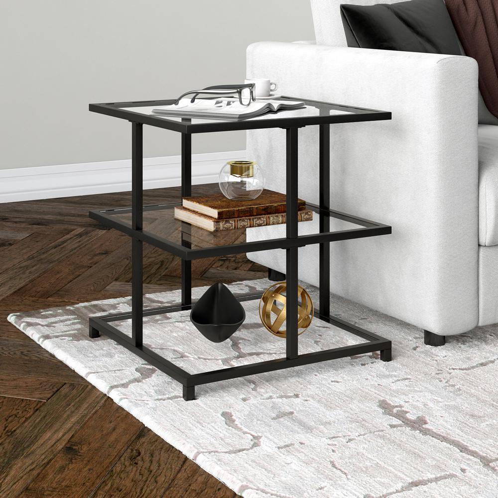 Greenwich 22'' Wide Square Side Table in Blackened Bronze. Picture 2