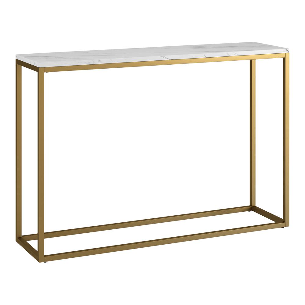 Dalbec 44" Wide Rectangular Console Table in Gold/Faux Marble. Picture 1
