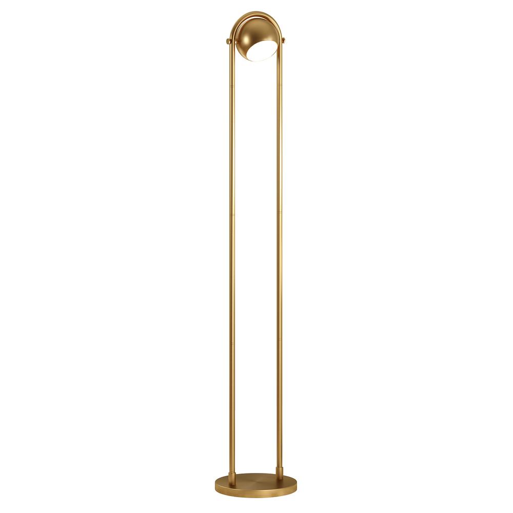Delgado 64" Tall Floor Lamp with Metal Shade in Brushed Brass. Picture 3