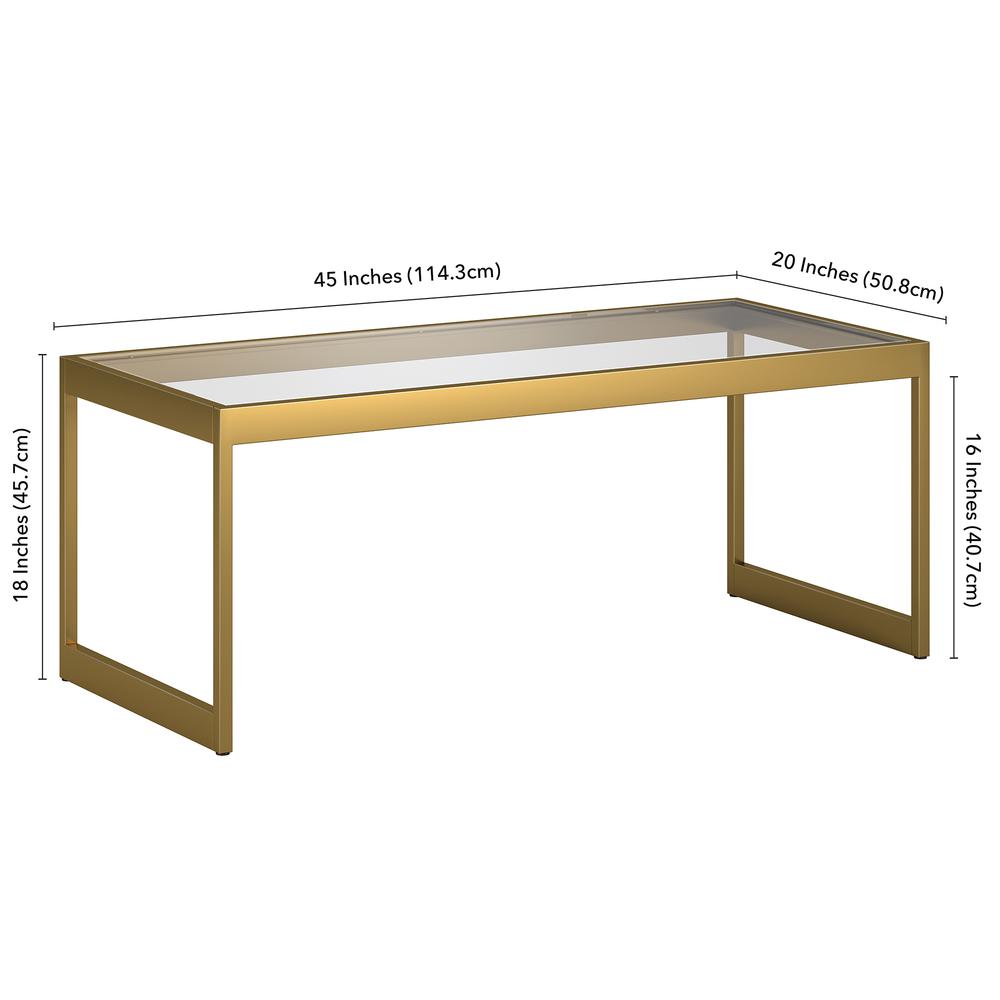 Ezra 45" Wide Rectangular Coffee Table in Deep Gold. Picture 5