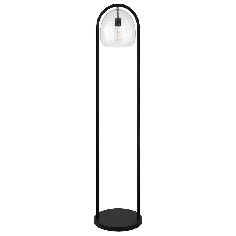 Sydney 64" Floor Lamp with Seeded Glass Shade in Blackened Bronze. Picture 1