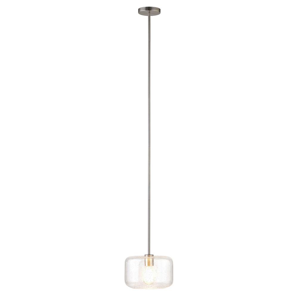 Channing 11" Wide Pendant with Glass Shade in Brushed Nickel/Seeded. Picture 3