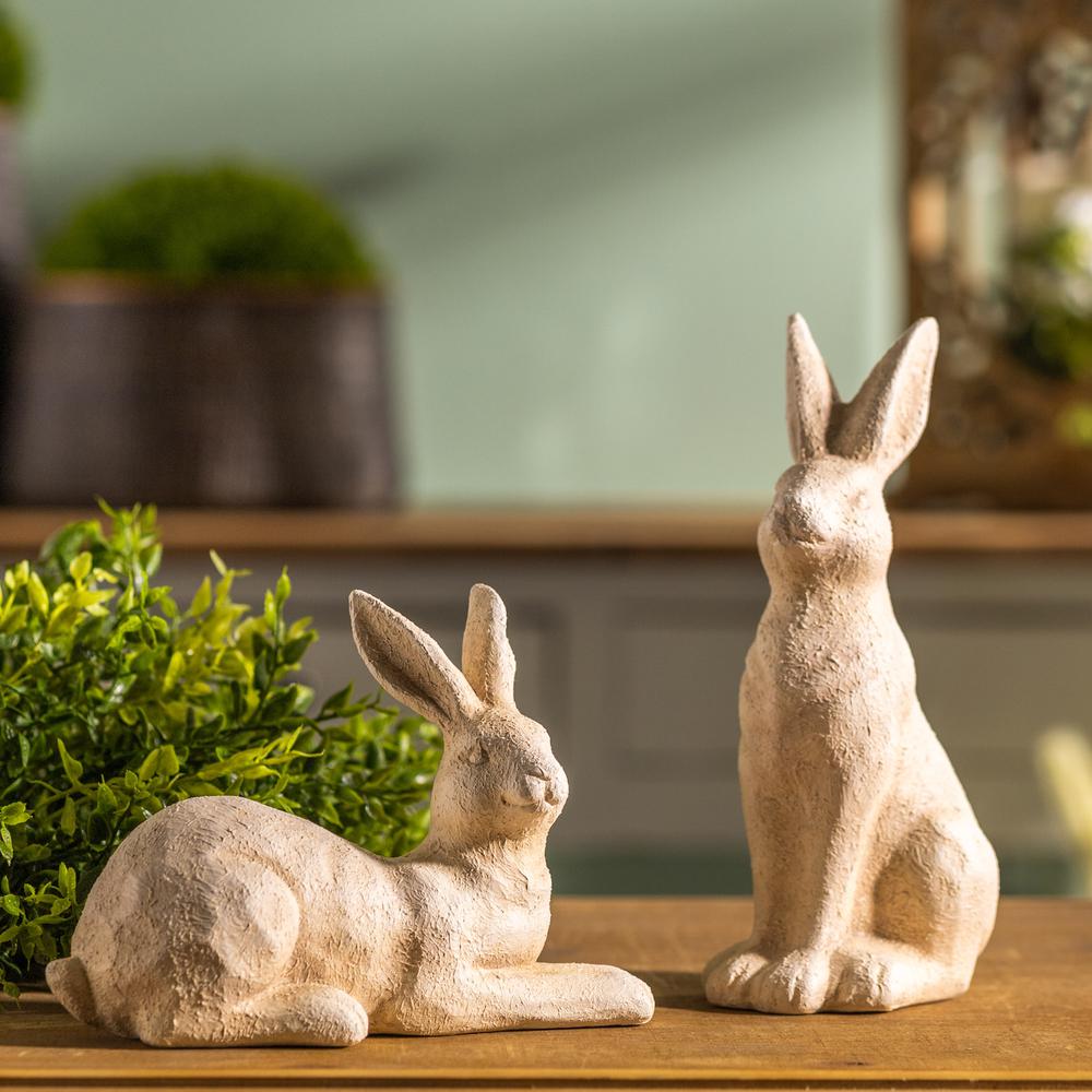 Rabbit (Set of 2) 7.5"L x 5"H, 3.25"L x 8.5"H Ceramic. Picture 5